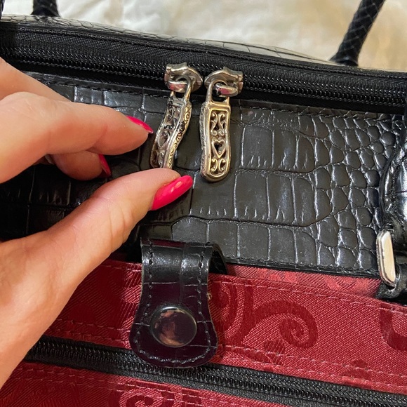 Vintage BRIGHTON Large Cosmetic travel Case croc embossed - Picture 11 of 15